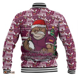 Amazing Aussie Queensland Maroons Merry Ugly Christmas Comic Style Baseball Jacket