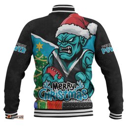 Amazing Aussie Port Adelaide Santa Scoring Touchdown On Christmas Game Day Baseball Jacket