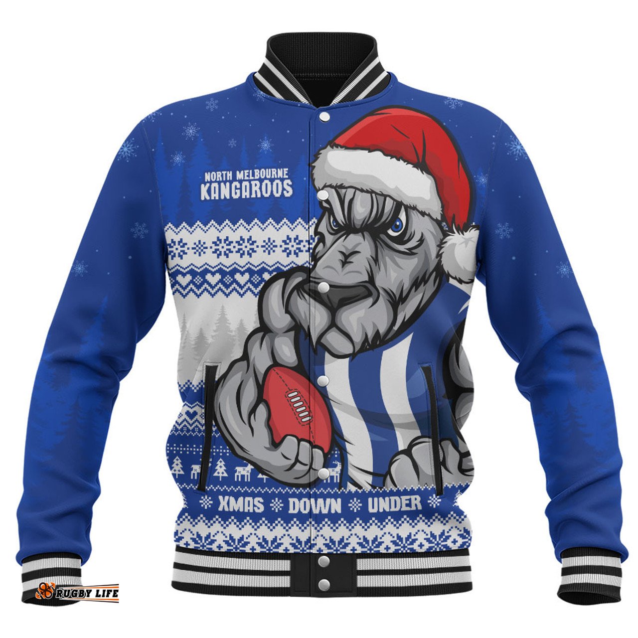 Amazing Aussie North Melbourne Merry Christmas Down Under Footy Power Style Baseball Jacket