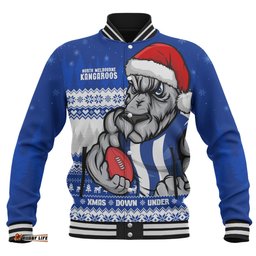 Amazing Aussie North Melbourne Merry Christmas Down Under Footy Power Style Baseball Jacket