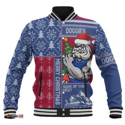 Amazing Aussie Western Bulldogs Merry Christmas Knit Style Festive Spirit Baseball Jacket