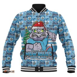 Amazing Aussie New South Wales Blues Merry Ugly Christmas Comic Style Baseball Jacket