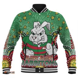 Amazing Aussie South Sydney Rabbitohs Custom With Aboriginal Inspired Style Of Dot Painting Patterns Baseball Jacket