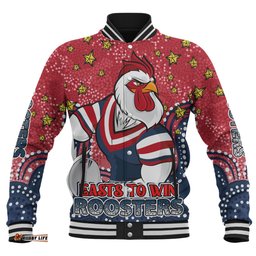 Amazing Aussie Sydney Roosters Custom Custom With Aboriginal Inspired Style Of Dot Painting Patterns Baseball Jacket