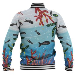Australia Aboriginal Baseball Jacket - Underwater Concept Aboriginal Art With Fish Baseball Jacket