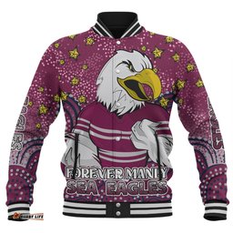 Amazing Aussie Manly Warringah Sea Eagles Custom Custom With Aboriginal Inspired Style Of Dot Painting Patterns Baseball Jacket
