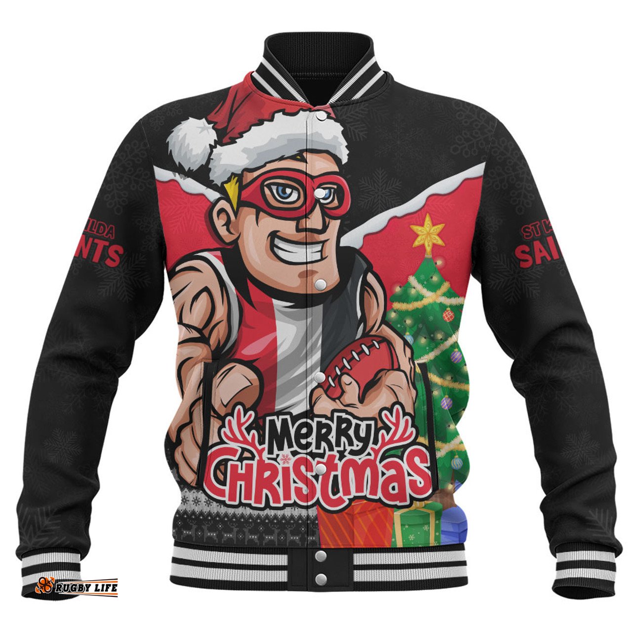Amazing Aussie St Kilda Santa Scoring Touchdown On Christmas Game Day Baseball Jacket