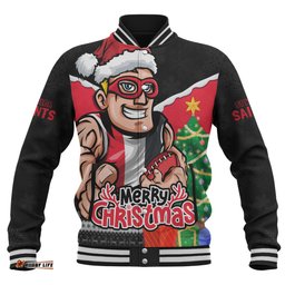 Amazing Aussie St Kilda Santa Scoring Touchdown On Christmas Game Day Baseball Jacket