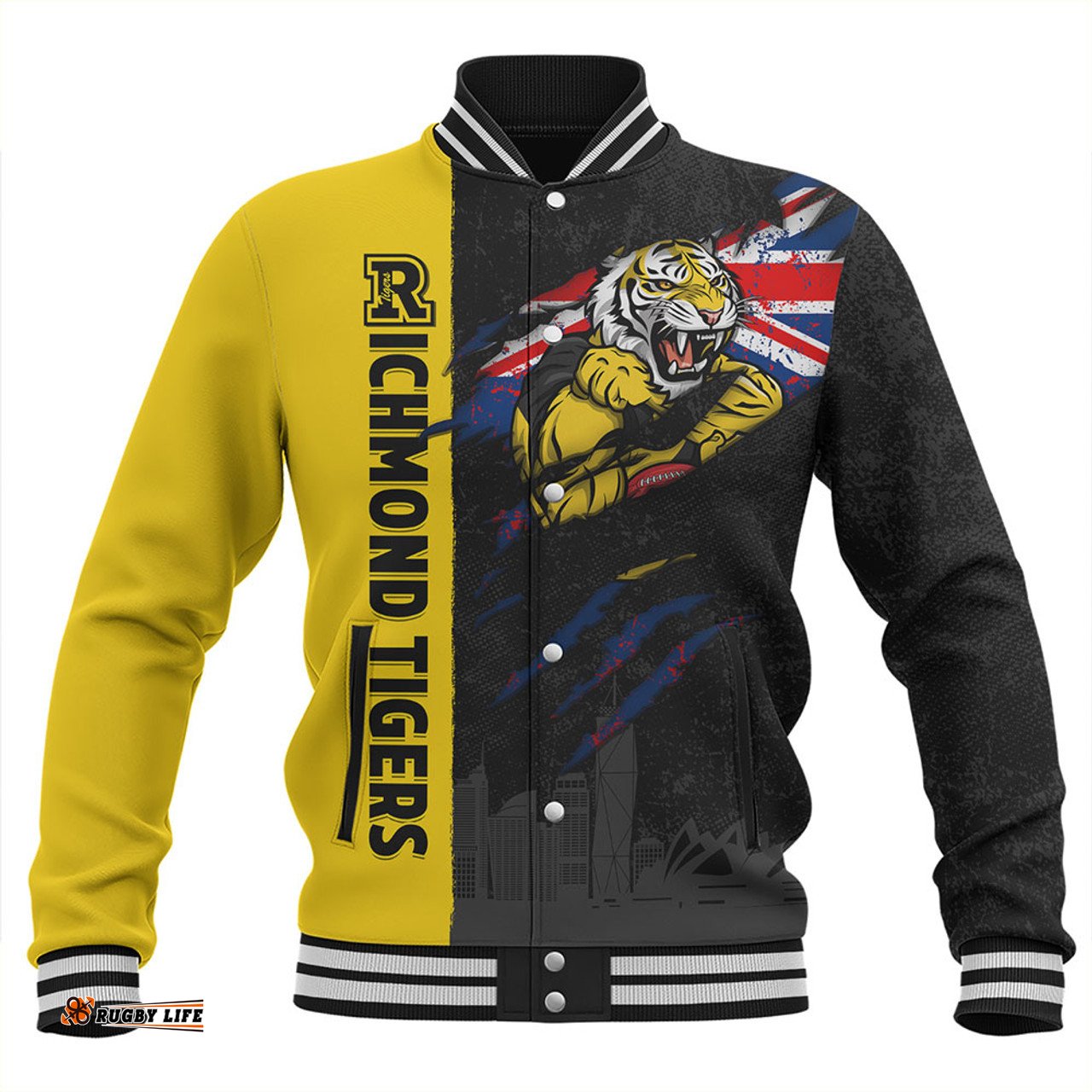 Amazing Aussie Richmond Burning Passion Of Power Scratch Style Baseball Jacket