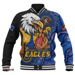 Amazing Aussie West Coast Eagles Power Through Generations NAIDOC Edition Baseball Jacket