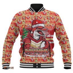 Amazing Aussie Redcliffe Dolphins Merry Ugly Christmas Comic Style Baseball Jacket