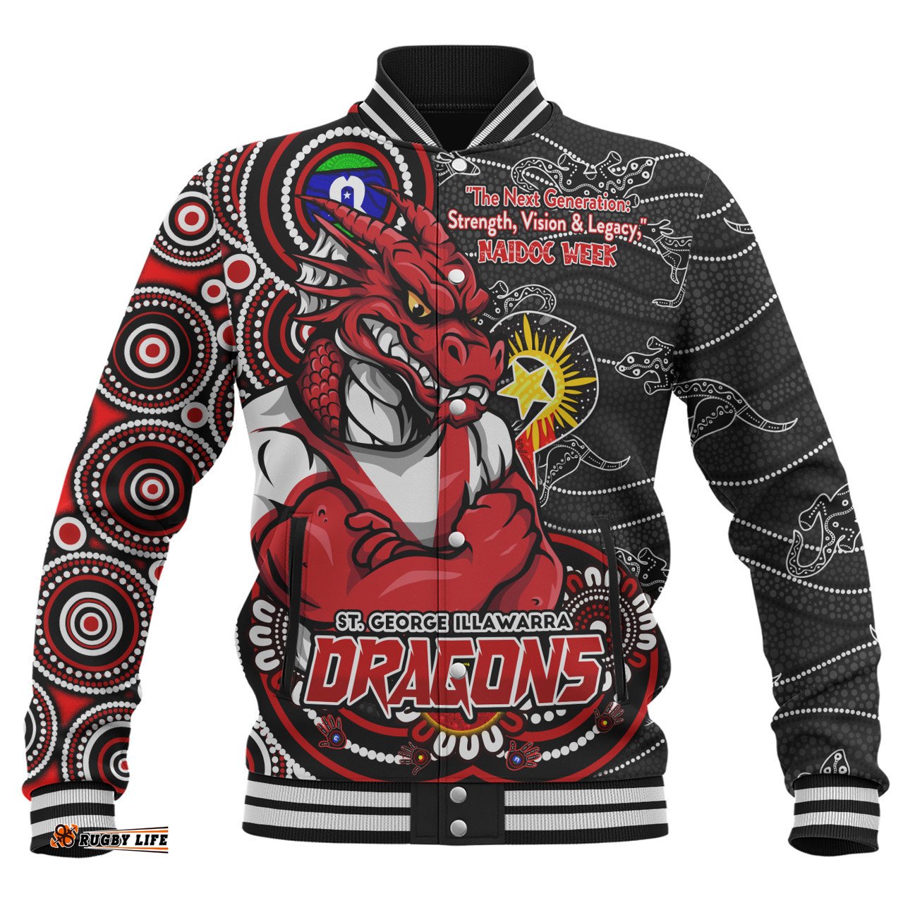 Amazing Aussie St. George Illawarra Dragons Spirit Of NAIDOC Series Baseball Jacket