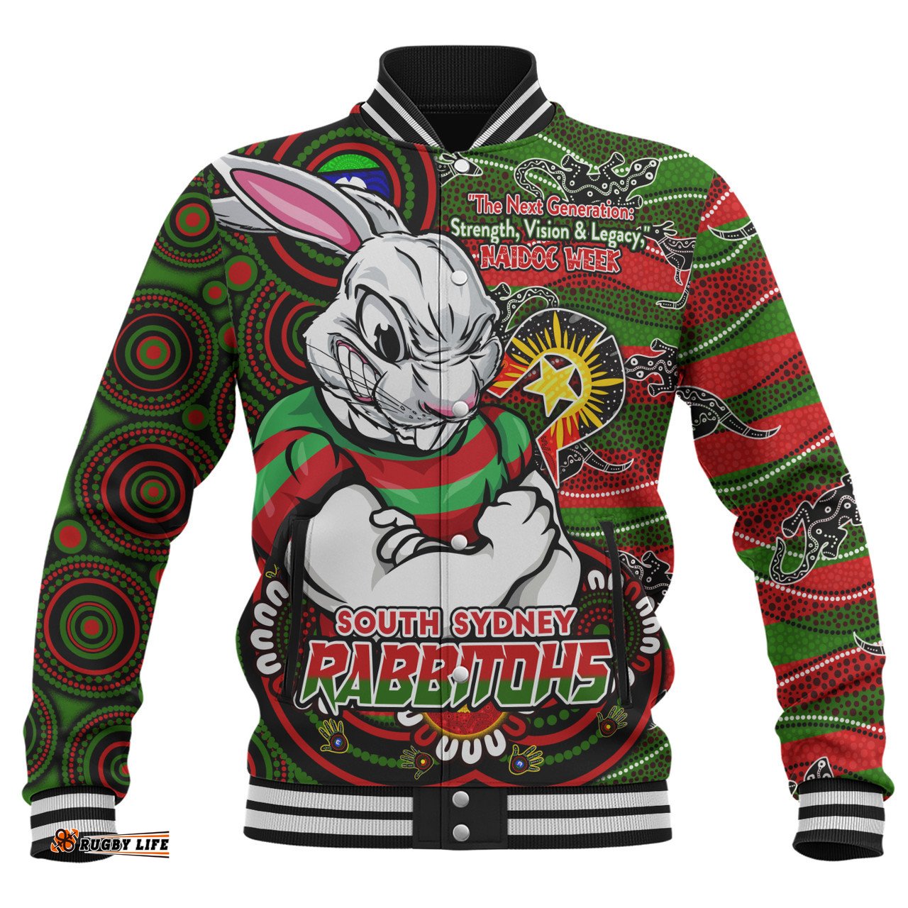 Amazing Aussie South Sydney Rabbitohs Spirit Of NAIDOC Series Baseball Jacket