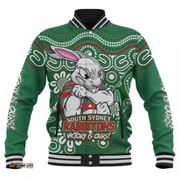 Amazing Aussie South Sydney Rabbitohs Aboriginal Inspired Tough Fan Rugby For Life Baseball Jacket