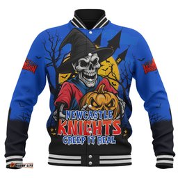 Amazing Aussie Newcastle Knights Dark Moon Rugby Halloween Battle Edition Baseball Jacket