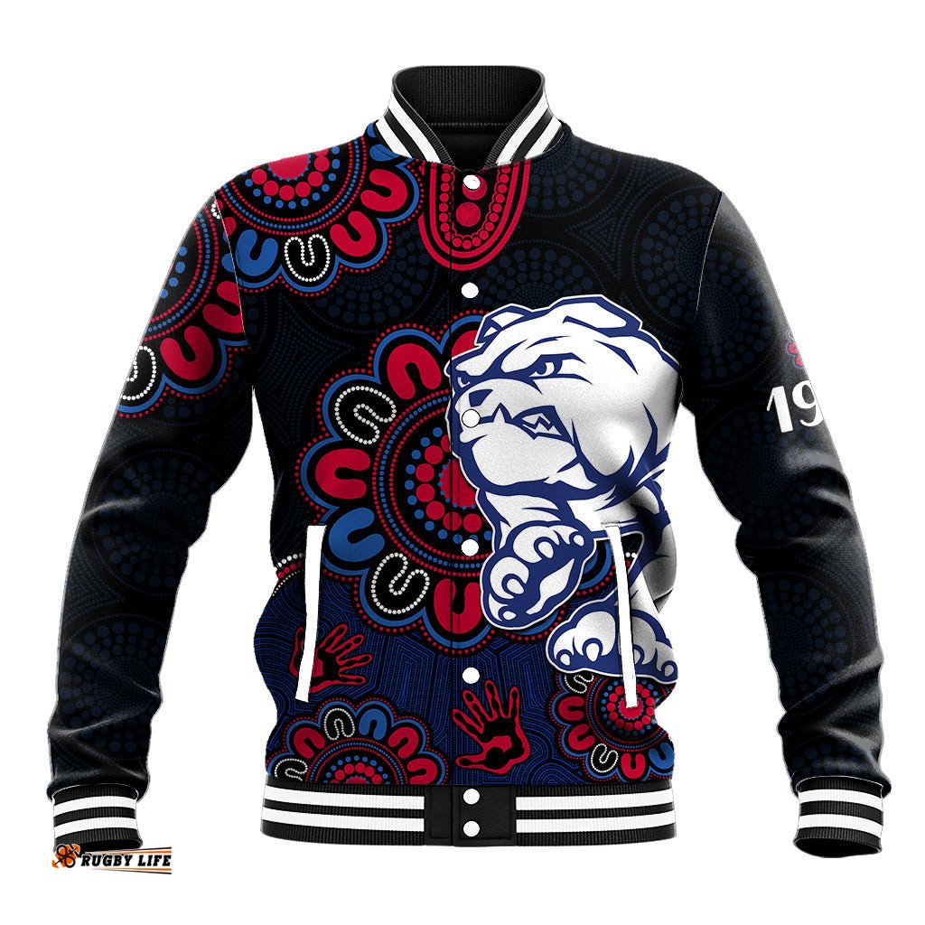 Custom Personalised AFL Western Bulldogs Dogs 1877 Aboriginal Baseball Jacket