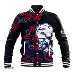 Custom Personalised AFL Western Bulldogs Dogs 1877 Aboriginal Baseball Jacket
