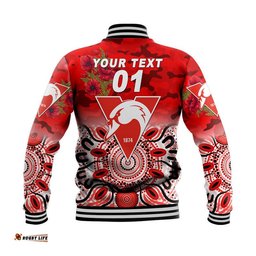 Custom Personalised Sydney Swans ANZAC Baseball Jacket Indigenous Vibes