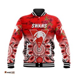 Custom Personalised Sydney Swans ANZAC Baseball Jacket Indigenous Vibes