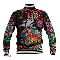 Bombers Football Aboriginal Art Baseball Jacket NAIDOC Indigenous Tribal