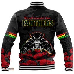 Panthers Rugby ANZAC Baseball Jacket Angry Panther Camouflage With Poppy