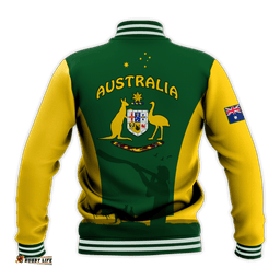 Custom Personalised Australia National Colours Baseball Jacket Green and Gold