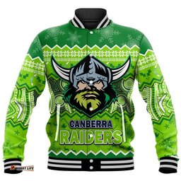 Canberra The Green Machine Raiders Aboriginal Christmas Vibe Baseball Jacket
