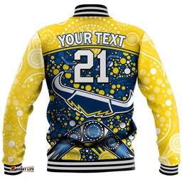 Custom Personalised Cowboys Rugby Baseball Jacket Boomerang Indigenous Dots