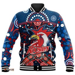 Roosters Rugby Baseball Jacket Boomerang Indigenous Dots