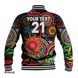 Custom Suns Football Aboriginal Art Baseball Jacket NAIDOC Indigenous Tribal