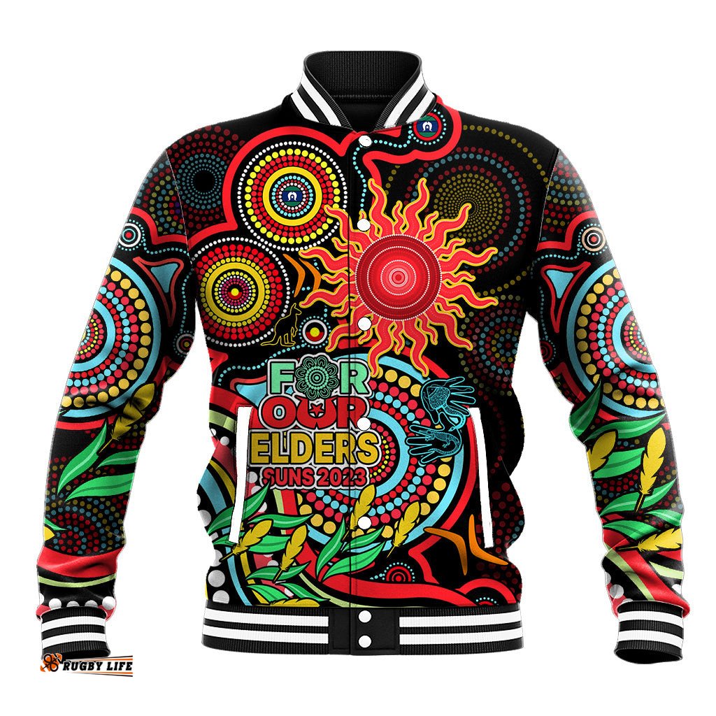 Custom Suns Football Aboriginal Art Baseball Jacket NAIDOC Indigenous Tribal