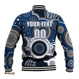 Custom Personalised And Number Cats AFL Baseball Jacket Aboriginal Patterns