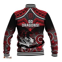 Dragons Rugby Baseball Jacket Saints 1998 Aboriginal Mix Polynesian Pattern