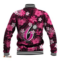 Australian Sixers Cricket Baseball Jacket Baeuty Pacific Hibiscus and Polynesian Pattern