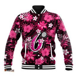 Australian Sixers Cricket Baseball Jacket Baeuty Pacific Hibiscus and Polynesian Pattern