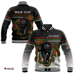Custom Personalised Panthers Indigenous Baseball Jacket Version White Alternate