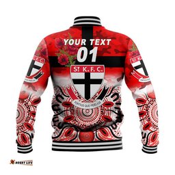 Custom Personalised St Kilda Saints ANZAC Baseball Jacket Indigenous Vibes