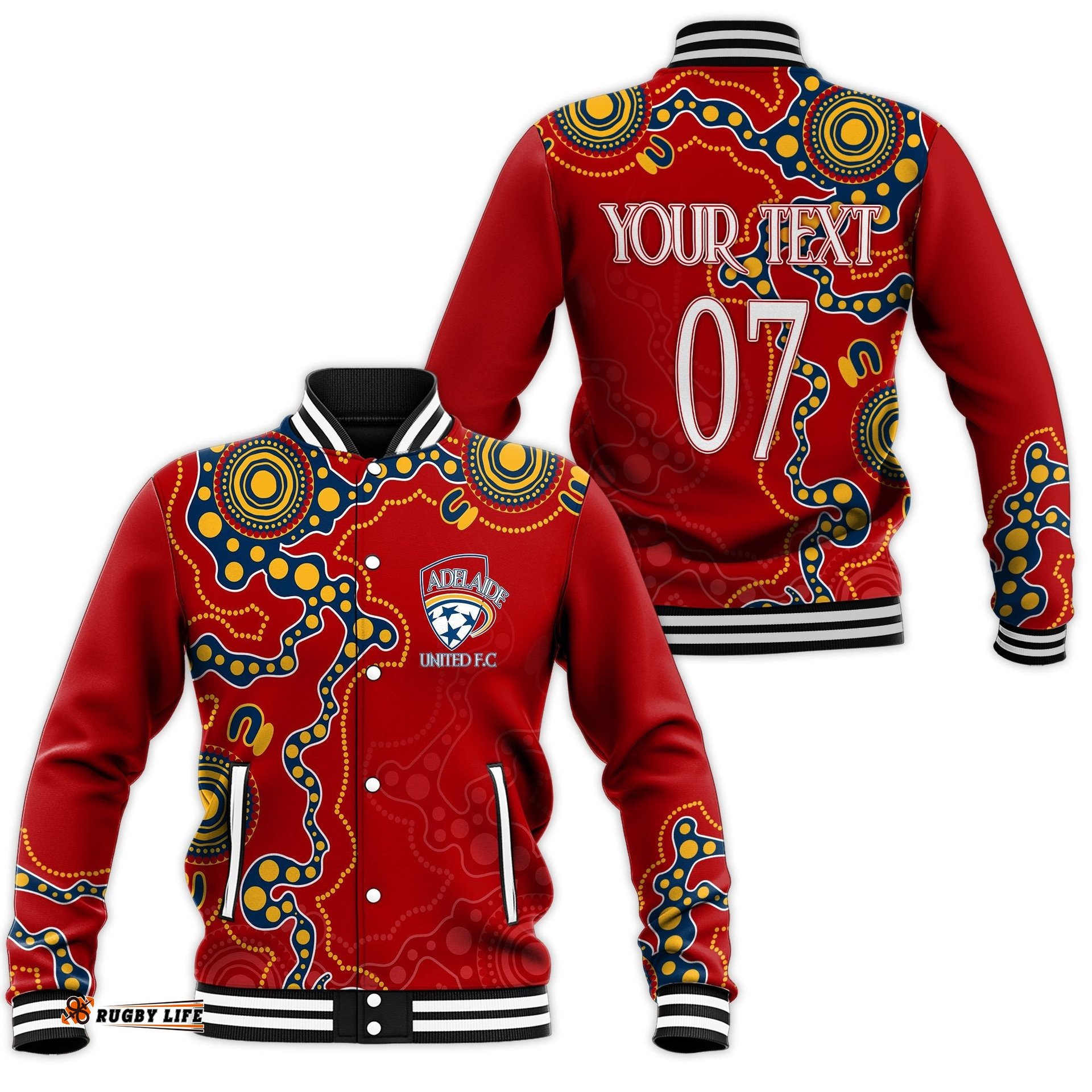 Adelaide United Soccer Indigenous Baseball Jacket The Reds