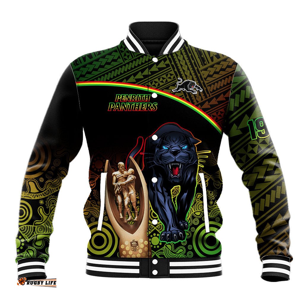 Panthers Rugby Baseball Jacket Go Premiers Back To Back Polynesian Indigenous Art