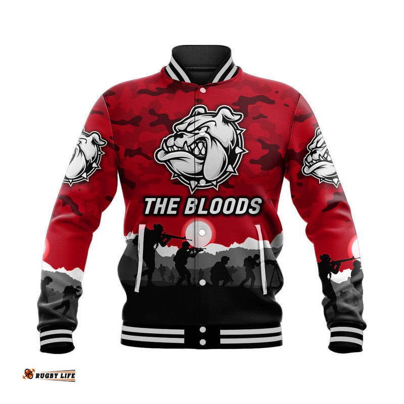 West Football Club Alice Springs ANZAC Baseball Jacket The Bloods Simple Style - Red