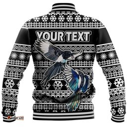 Custom Personalised Australian Magpies Christmas Vibe With Aboriginal Dot Painting Style Baseball Jacket