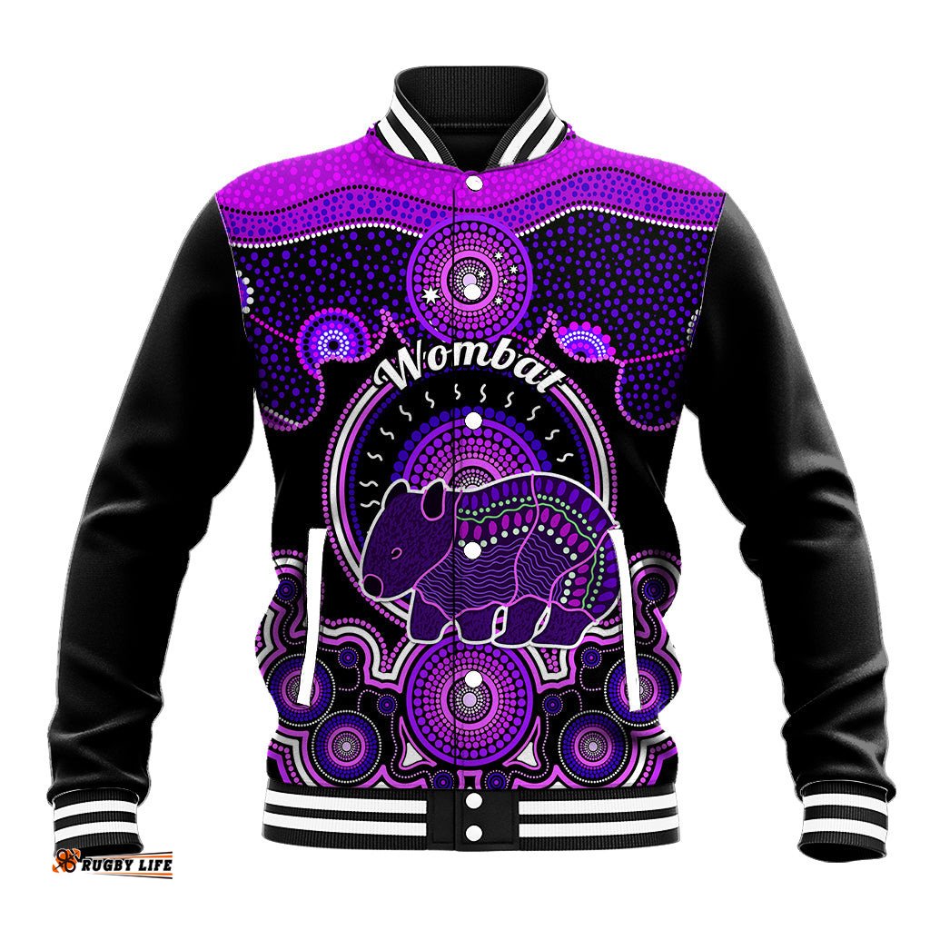 Personalised Australian Astrology Baseball Jacket Aboriginal Wombat Zodiac Sign