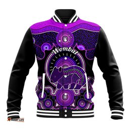 Personalised Australian Astrology Baseball Jacket Aboriginal Wombat Zodiac Sign