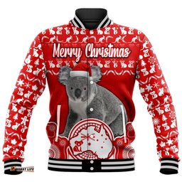 Custom Personalised Australian Koala Christmas Vibe With Aboriginal Dot Painting Style No2 Baseball Jacket