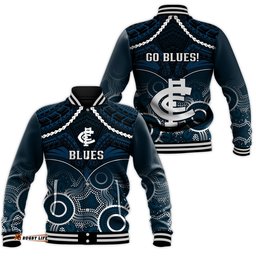 Carlton Football Baseball Jacket Blues Aboriginal Mix Polynesian Pattern