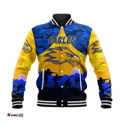 Custom Personalised West Coast Eagles ANZAC Baseball Jacket Simple Style - Gold