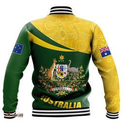 Vibe Hoodie Clothing - Australia Coat Of Arms Active Sport Pattern Gold Baseball Jackets