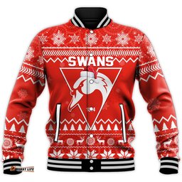 Custom Personalised Swans Football Christmas Baseball Jacket Sydney Indigenous Merry Xmas Ver.03
