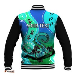 Personalised Australia Lizard Baseball Jacket Aboriginal Tribal Art Stylization