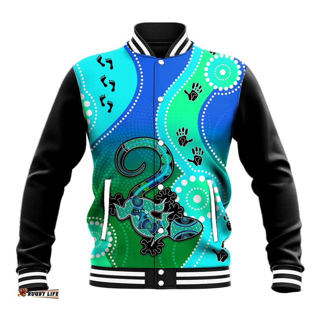 Personalised Australia Lizard Baseball Jacket Aboriginal Tribal Art Stylization